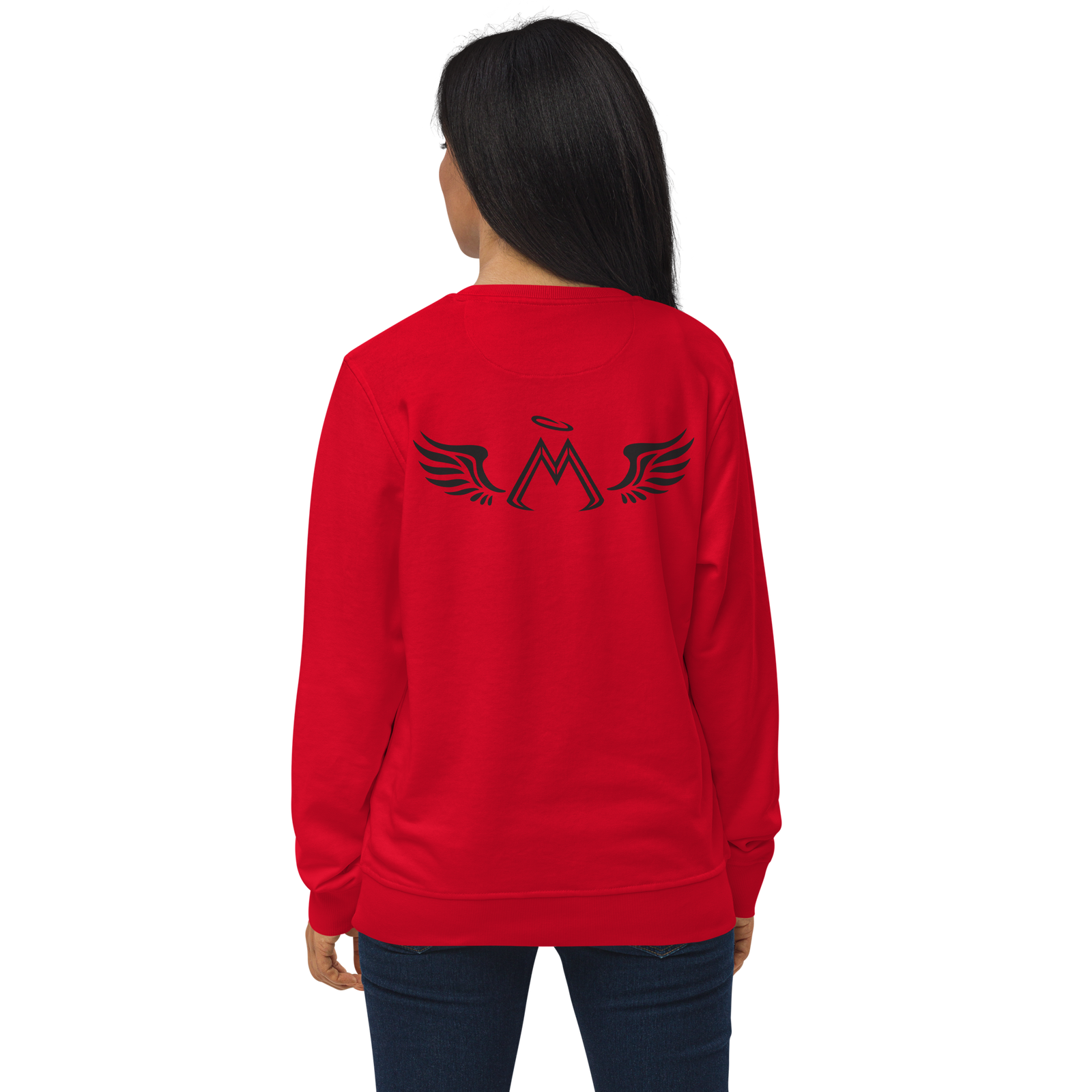 Red Unisex Organic Sweatshirt With Embroidered Black MM Iconic Logo