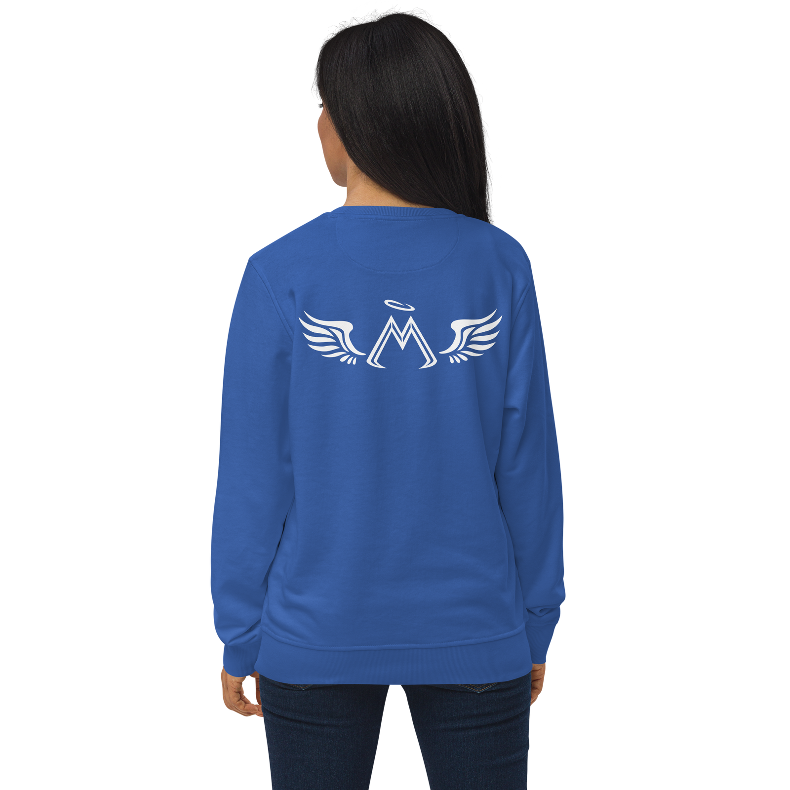 Royal Blue Unisex Organic Sweatshirt With Embroidered White MM Iconic Logo