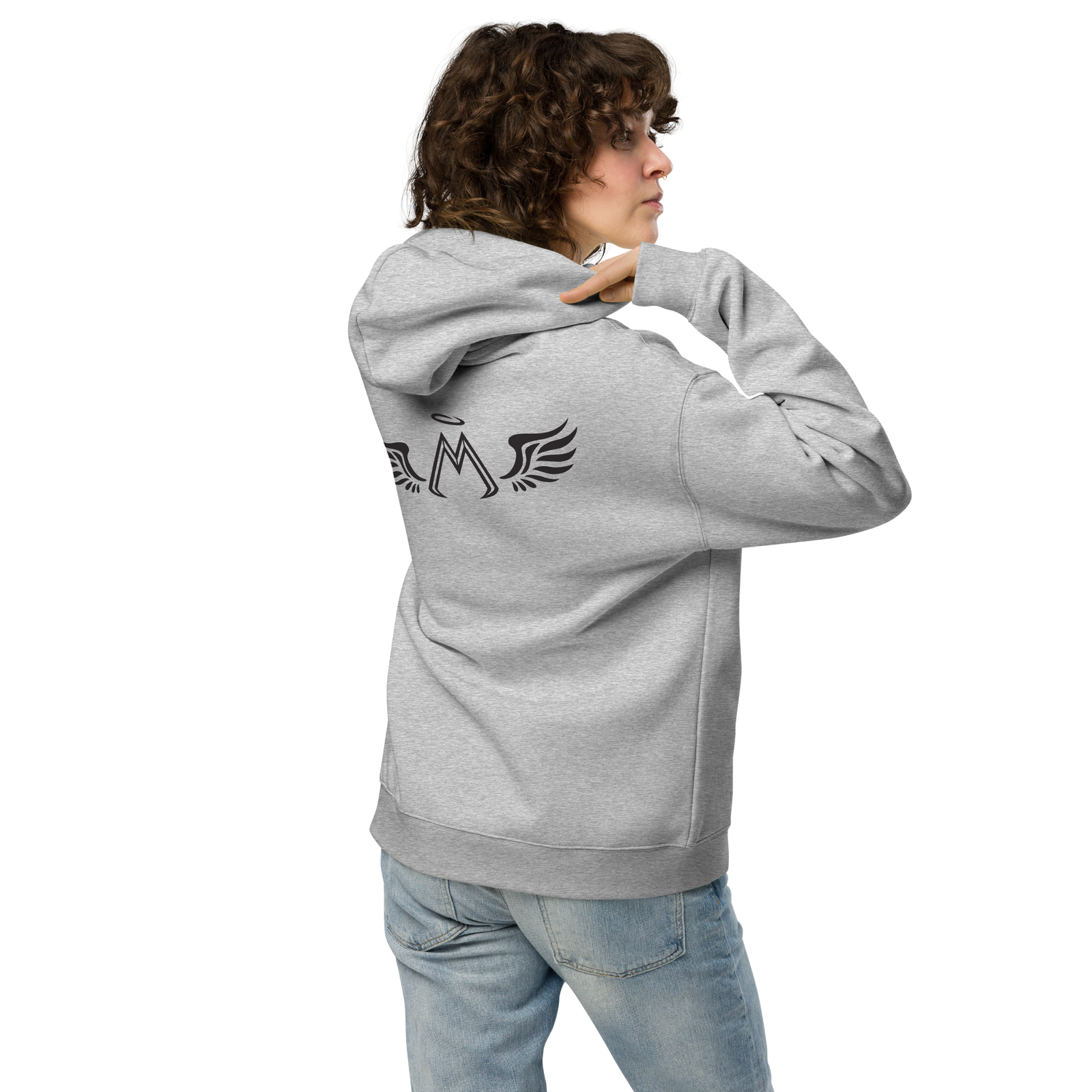 Athletic Heather Grey Unisex Oversized Hoodie With Black MM Iconic Logo