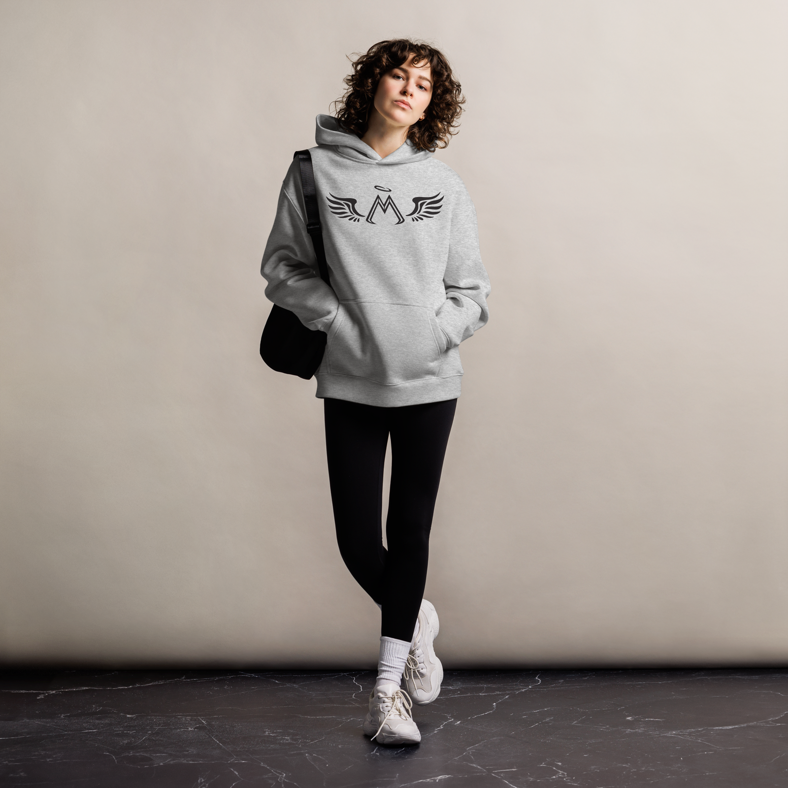 Athletic Heather Grey Unisex Oversized Hoodie With Black MM Iconic Logo