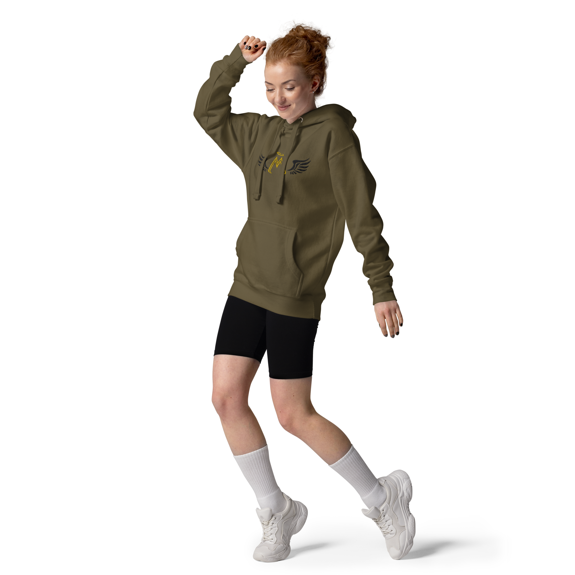 Military Green Unisex Hoodie With Embroidered Gold-Black MM Iconic Logo