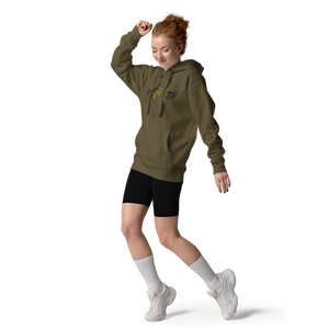 Military Green Unisex Hoodie With Embroidered Gold-Black MM Iconic Logo