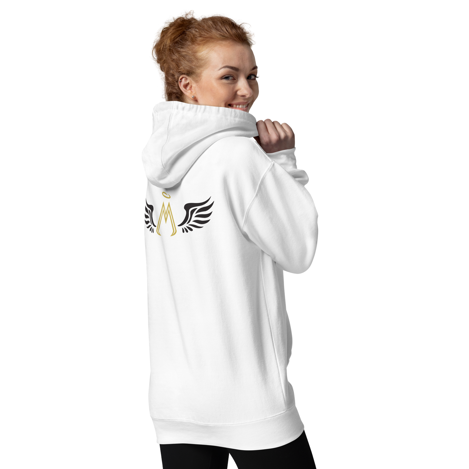 White Unisex Hoodie With Gold-Black MM Iconic Logo