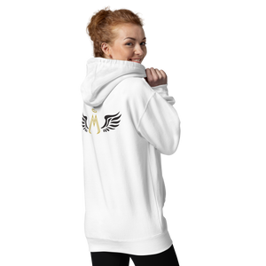 White Unisex Hoodie With Gold-Black MM Iconic Logo