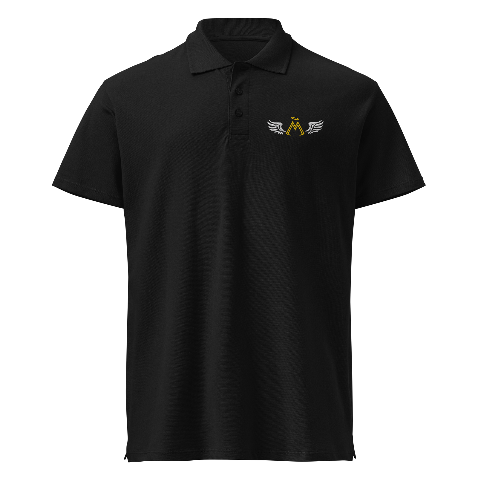 Black Premium Unisex Pique Polo Shirt With Embroidered Classic MM Iconic Logo