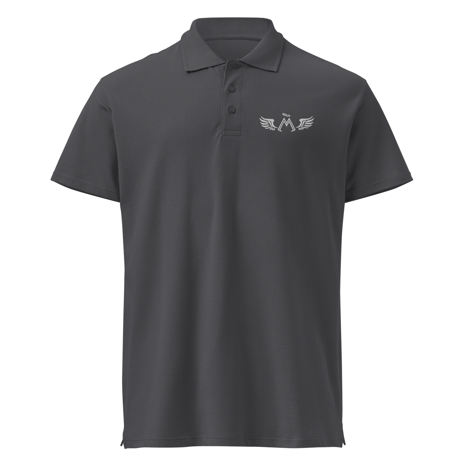 Mouse Grey Premium Unisex Pique Polo Shirt With Embroidered White MM Iconic Logo