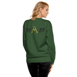Forest Green Unisex Premium Sweatshirt With Embroidered Gold-Black MM Iconic Logo