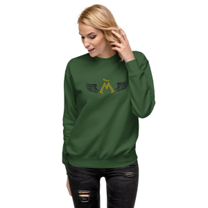 Forest Green Unisex Premium Sweatshirt With Embroidered Gold-Black MM Iconic Logo