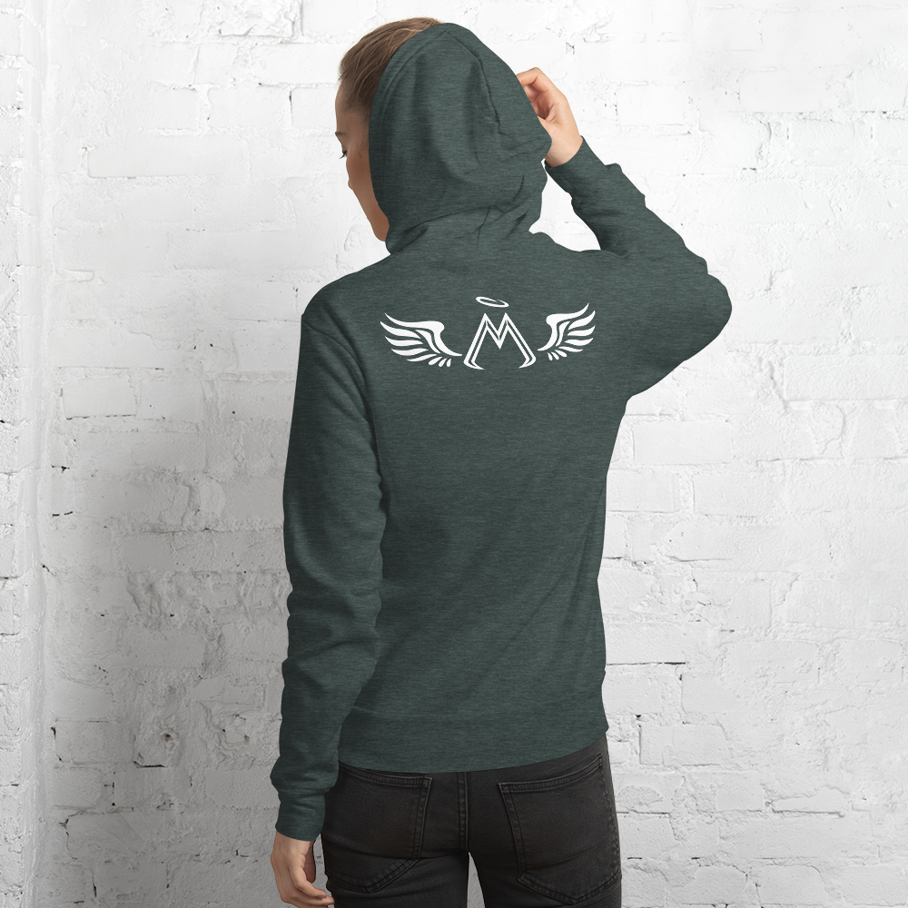 Heather Forest Green Hoodie With Embroidered White MM Iconic Logo