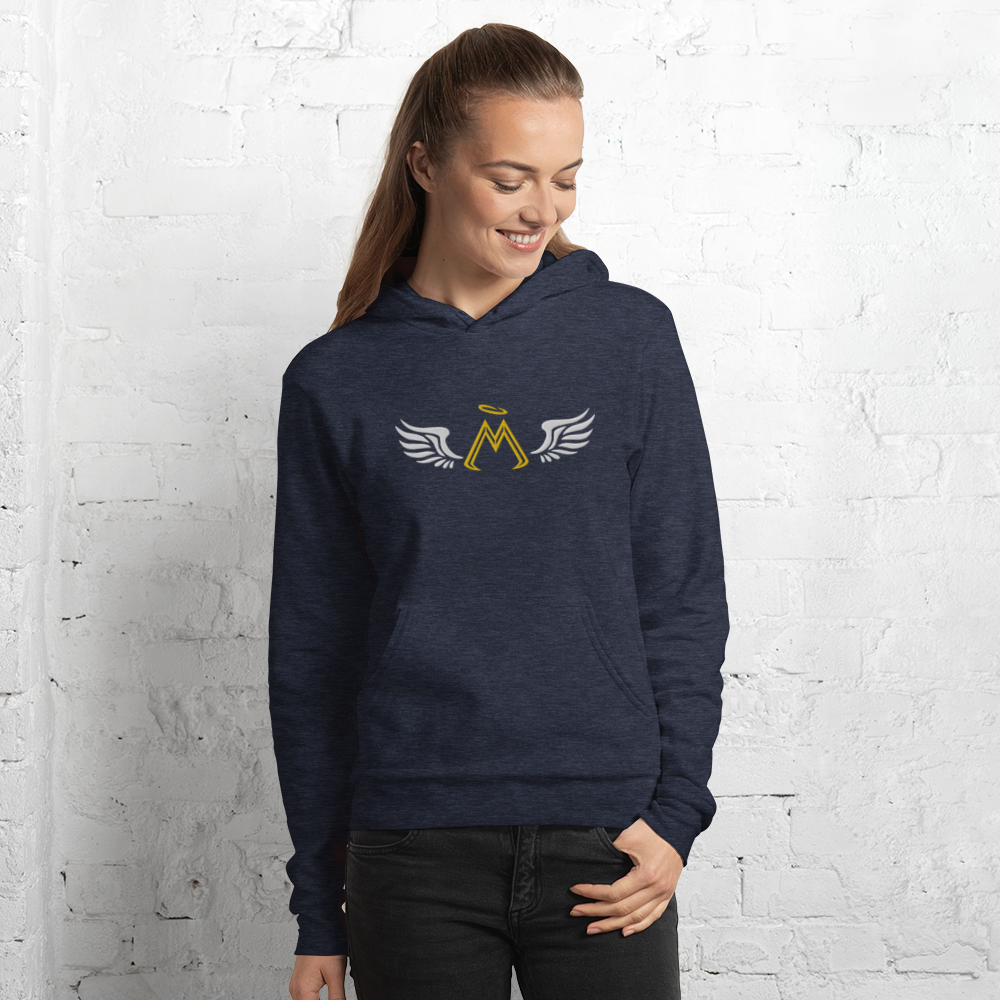 Heather Navy Blue Hoodie With Embroidered Classic MM Iconic Logo
