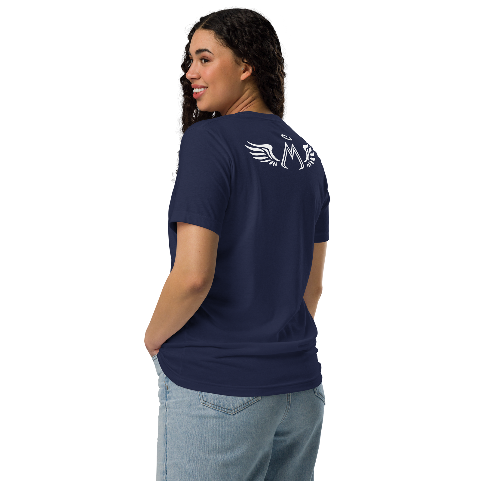 Navy Blue Unisex Staple Eco T-Shirt With White MM Iconic Logo
