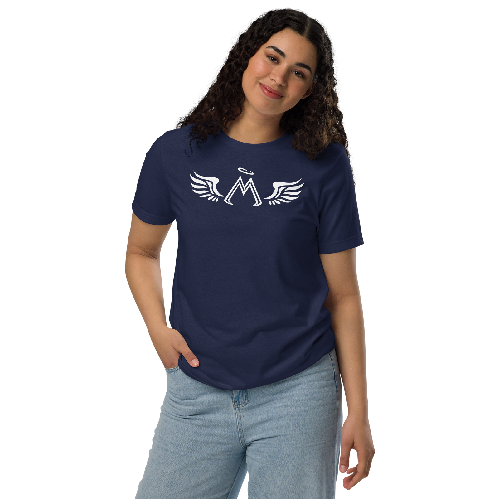 Navy Blue Unisex Staple Eco T-Shirt With White MM Iconic Logo