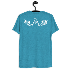 Aqua Unisex Tri-Blend Short Sleeve T-Shirt With Embroidered White MM Iconic Logo