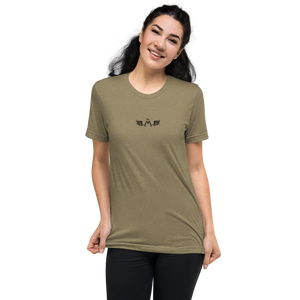 Olive Unisex Tri-Blend Short Sleeve T-Shirt With Embroidered Black MM Iconic Logo