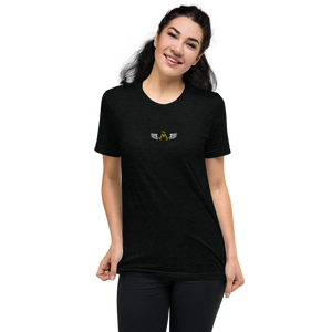 Black Unisex Tri-Blend Short Sleeve T-Shirt With Embroidered Classic MM Iconic Logo