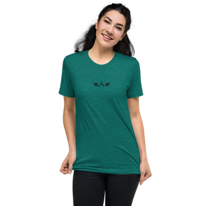 Teal Unisex Tri-Blend Short Sleeve T-Shirt With Embroidered Black MM Iconic Logo