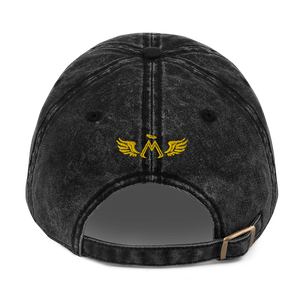 Black Vintage Cotton Dad Hat With Embroidered Gold MM Iconic Logo