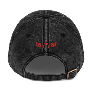 Black Vintage Cotton Dad Hat With Embroidered Red MM Iconic Logo