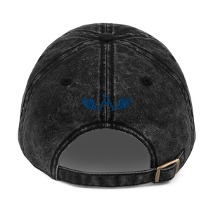 Black Vintage Cotton Dad Hat With Embroidered Blue MM Iconic Logo