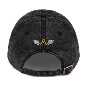 Limited Edition Black Vintage Cotton Twill Cap With Embroidered Classic MM Iconic Logos