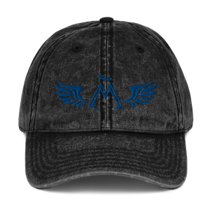 Black Vintage Cotton Dad Hat With Embroidered Blue MM Iconic Logo