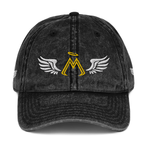Limited Edition Black Vintage Cotton Twill Cap With Embroidered Classic MM Iconic Logos