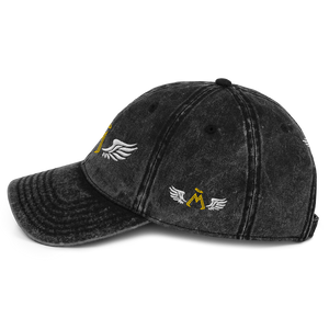 Limited Edition Black Vintage Cotton Twill Cap With Embroidered Classic MM Iconic Logos
