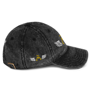Limited Edition Black Vintage Cotton Twill Cap With Embroidered Classic MM Iconic Logos
