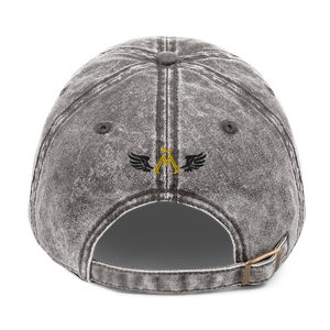 Charcoal Grey Vintage Cotton Dad Hat With Embroidered Gold-Black MM Iconic Logo