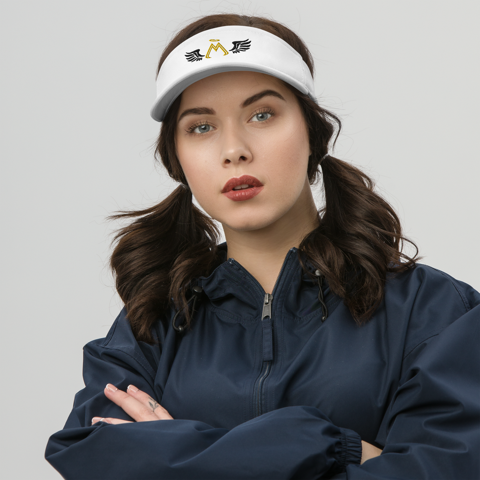 White Visor With Embroidered Gold-Black MM Iconic Logo