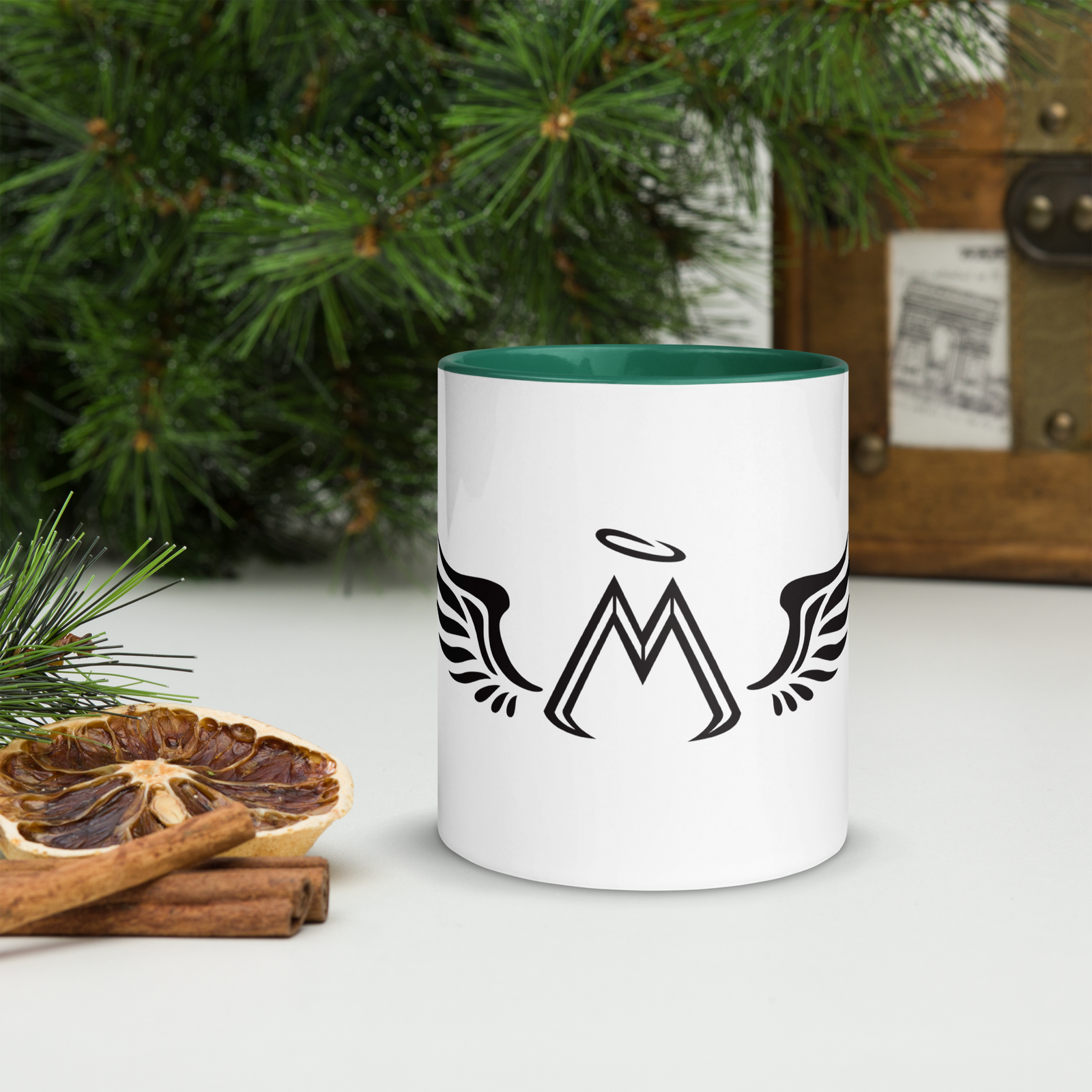 Dark Green-White Mug With Black MM Iconic Logo