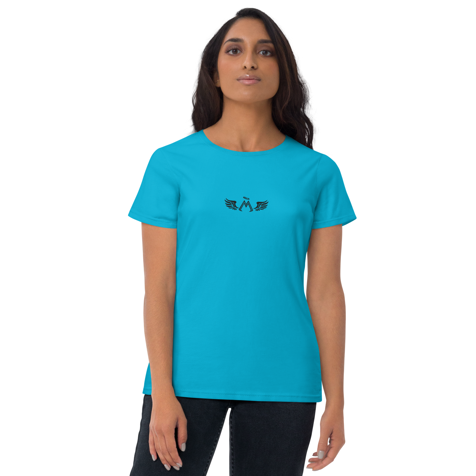 Caribbean Blue Classic Fit T-Shirt With Embroidered Black MM Iconic Logo