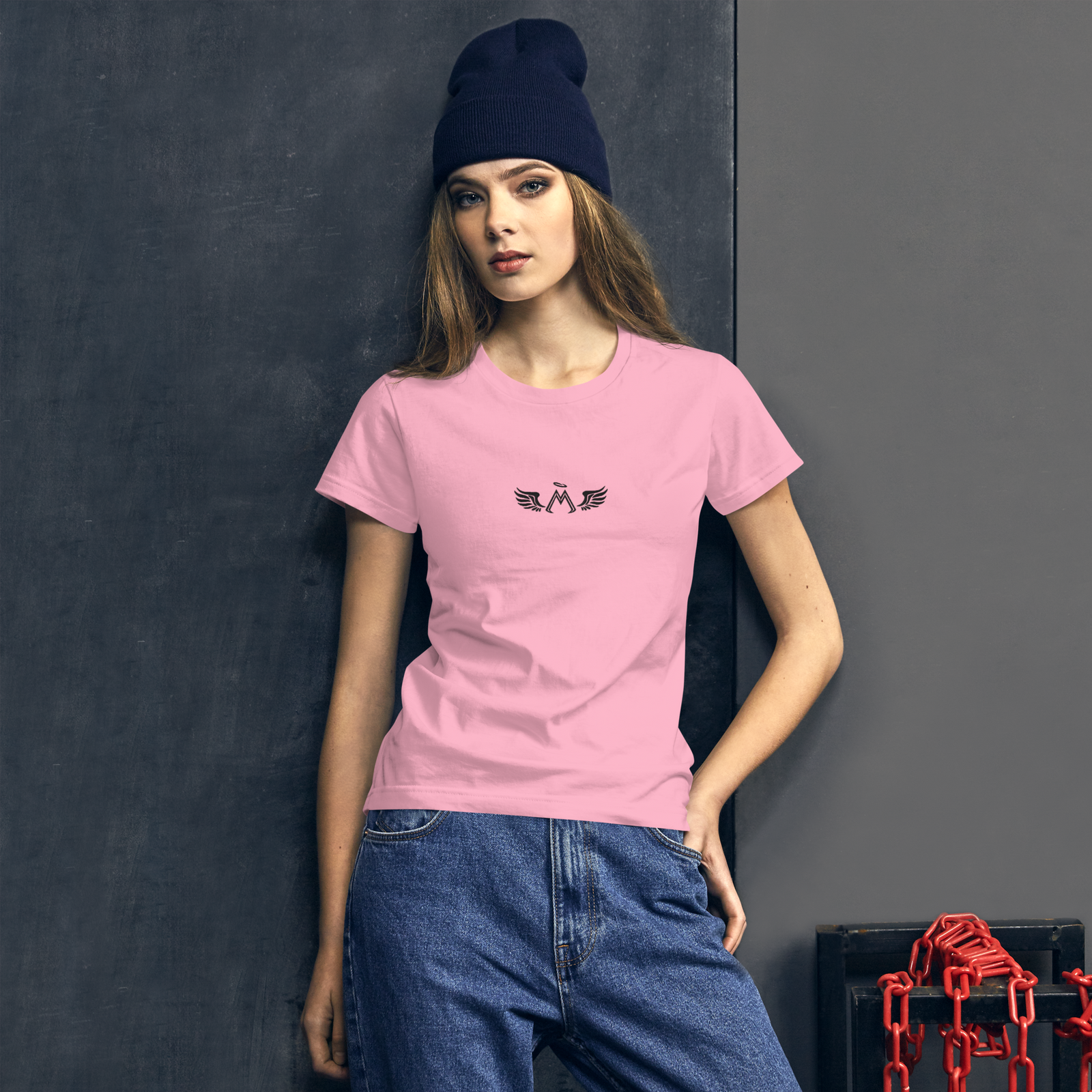 Pink Classic Fit T-Shirt With Embroidered Black MM Iconic Logo