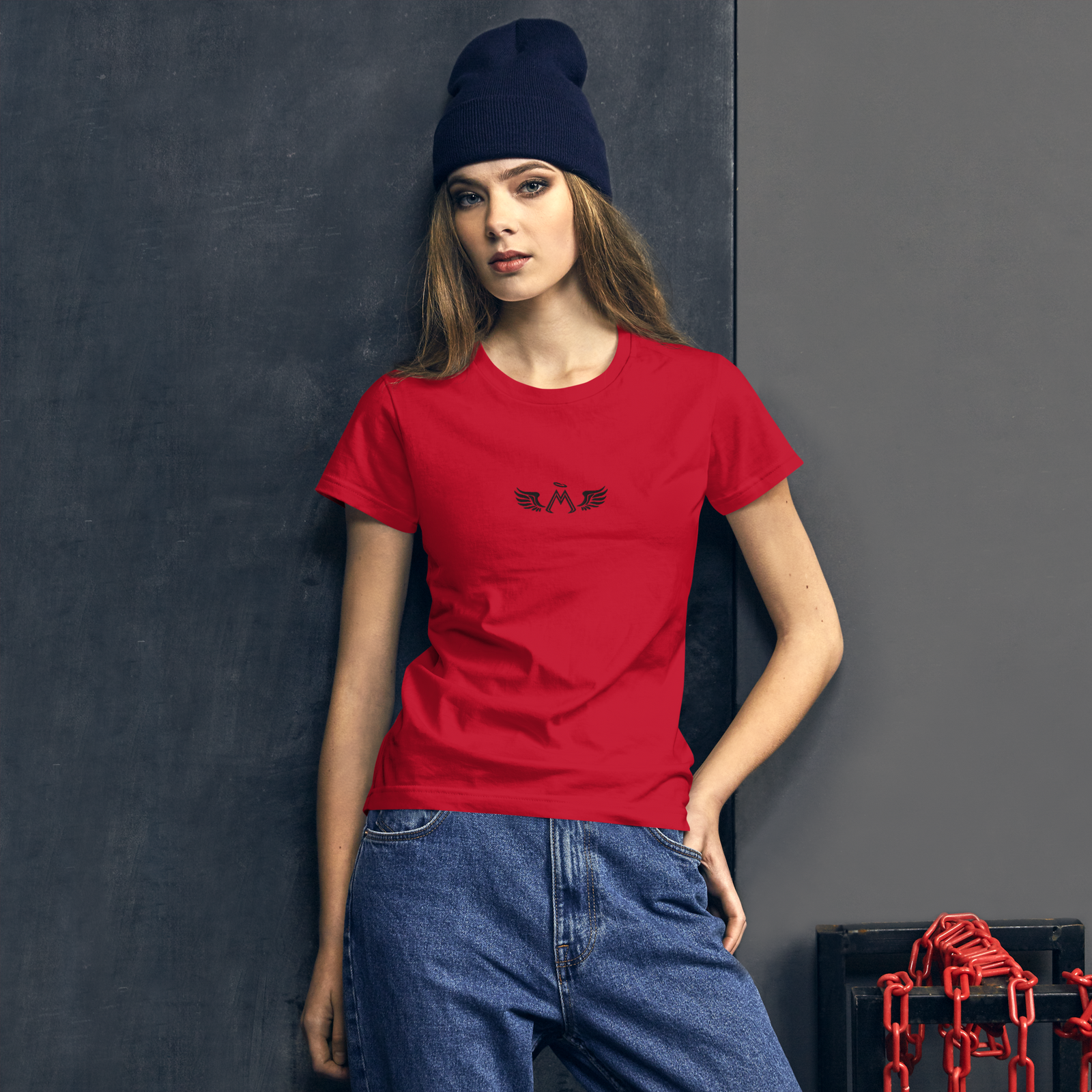 Red Classic Fit T-Shirt With Embroidered Black MM Iconic Logo