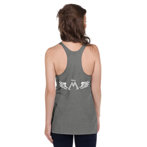 Premium Heather Grey Racerback Tank With White MM Iconic Logo