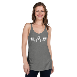 Premium Heather Grey Racerback Tank With White MM Iconic Logo