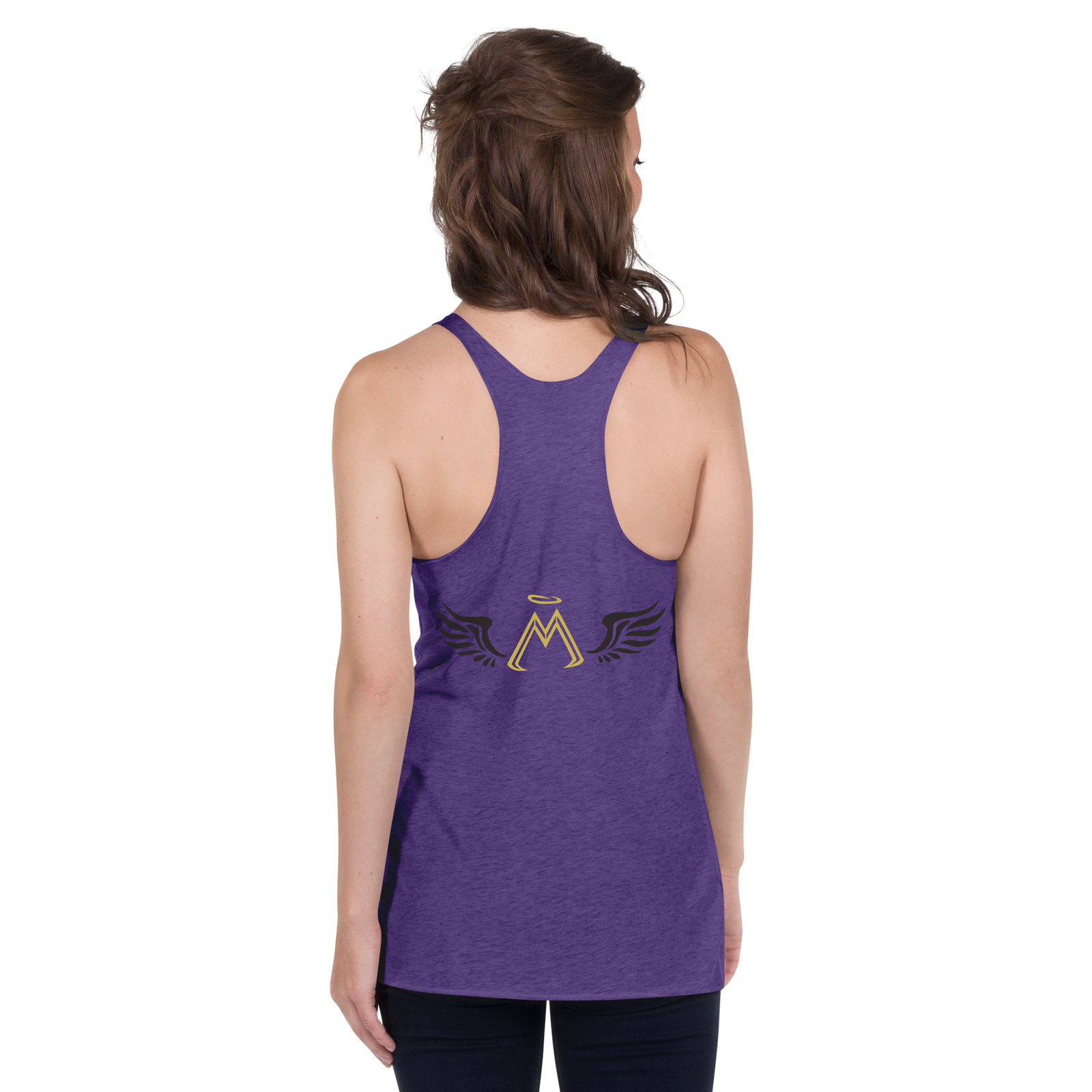 Purple Racerback Tank With Gold-Black MM Iconic Logo