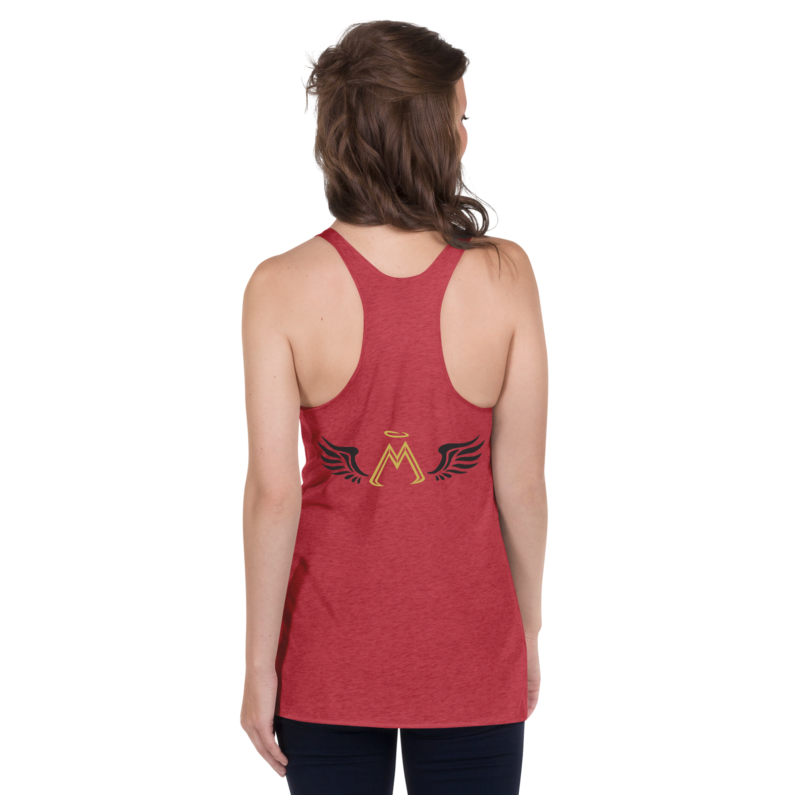 Red Racerback Tank With Gold-Black MM Iconic Logo