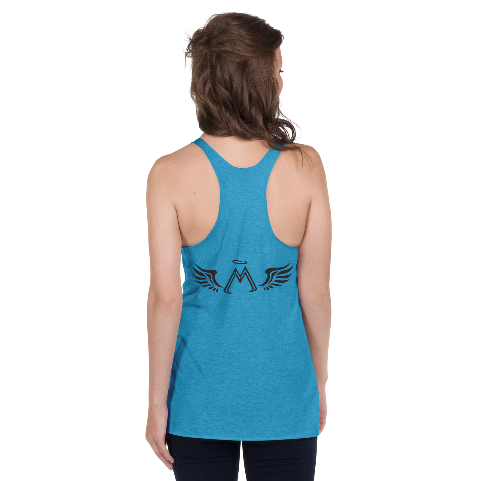 Ocean Blue Racerback Tank With Black MM Iconic Logo