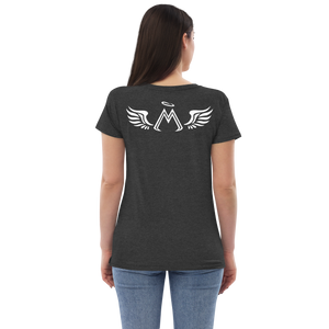 Charcoal Heather Women’s Recycled V-Neck T-Shirt With White MM Iconic Logo