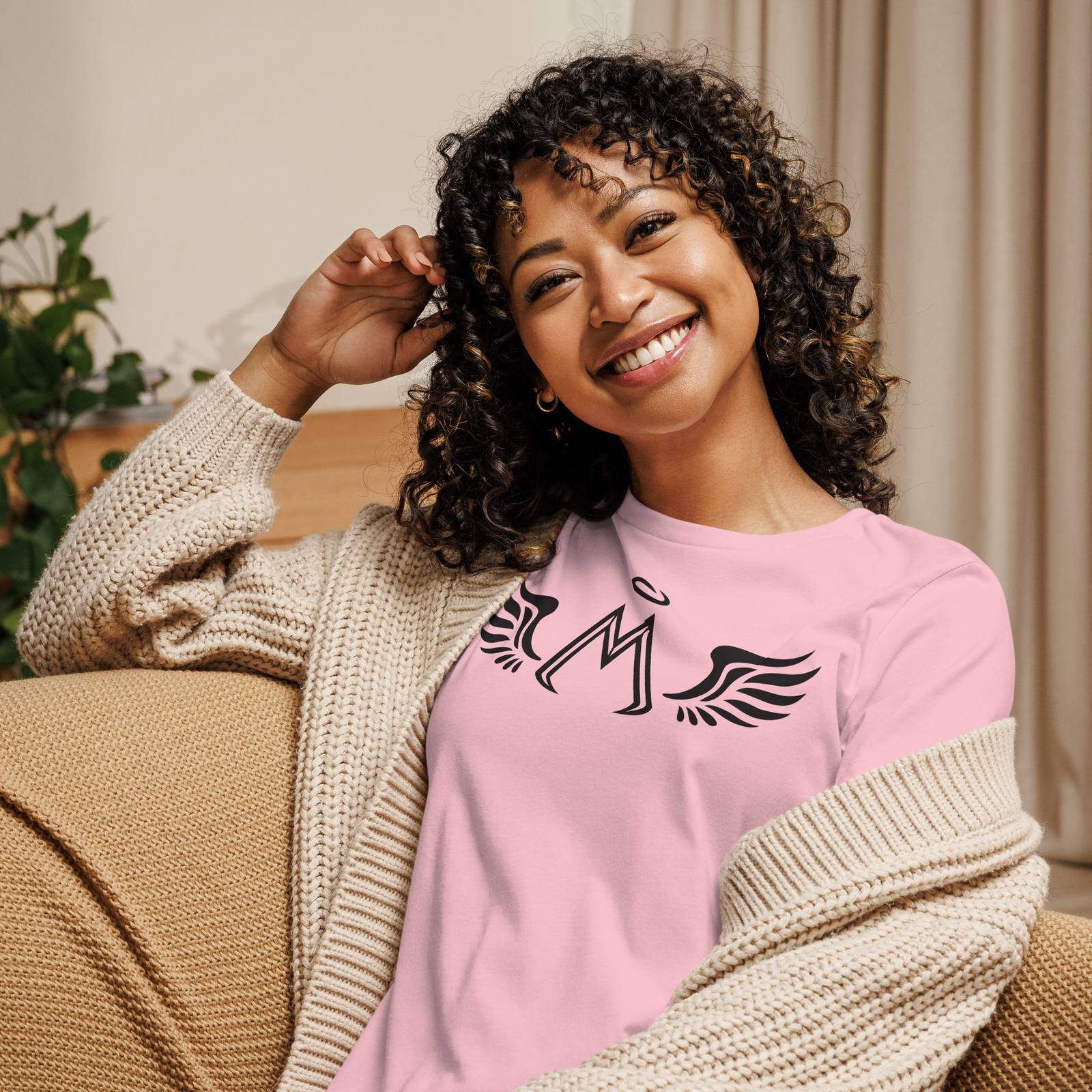 Pink Relaxed T-Shirt With Black MM Iconic Logo
