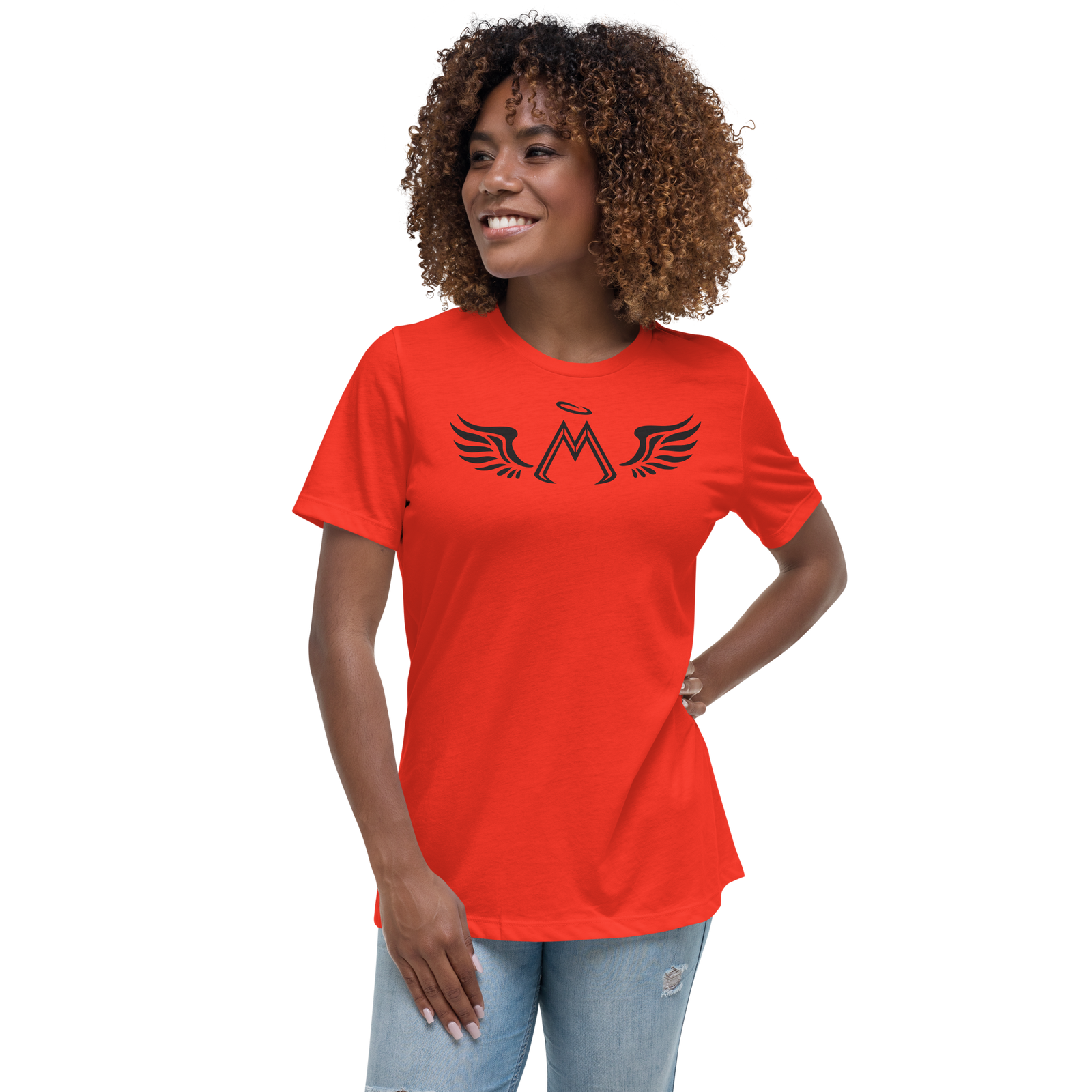 Reddish Orange Relaxed T-Shirt With Black MM Iconic Logo