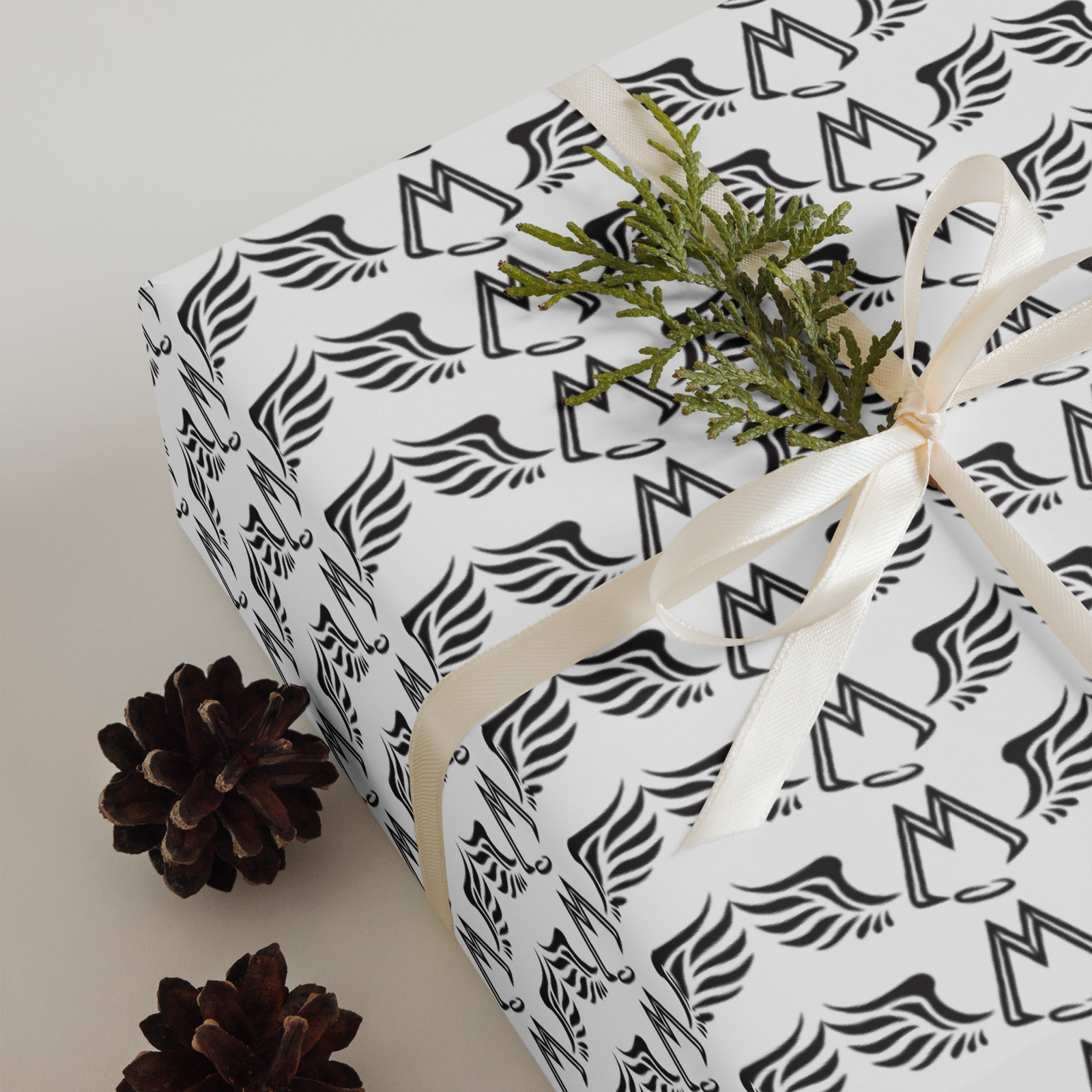 White Wrapping Paper Sheets With Duplicated Black MM Iconic Logo