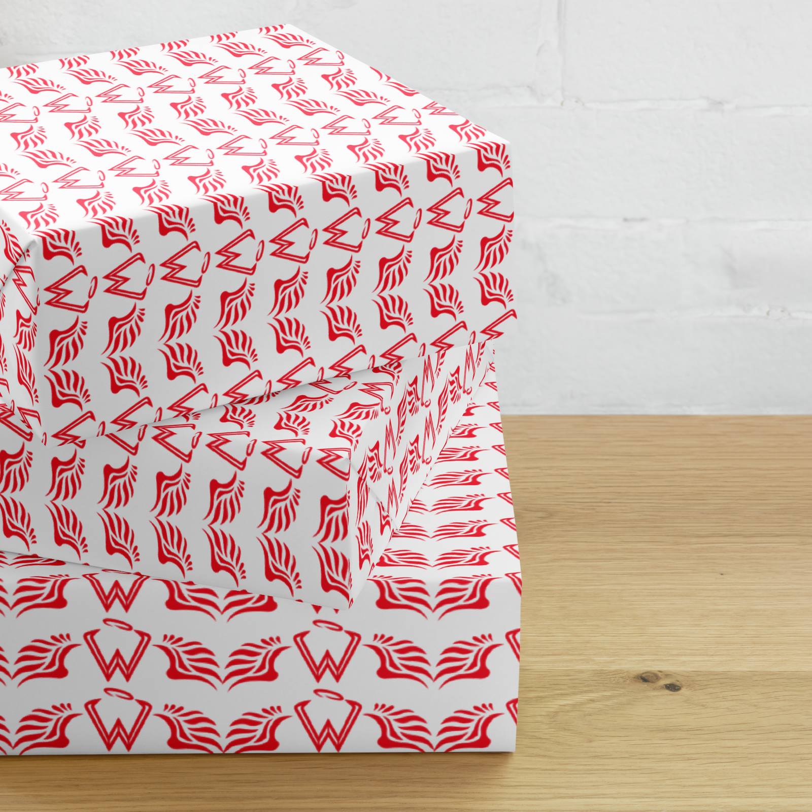 White Wrapping Paper Sheets With Duplicated Red MM Iconic Logo