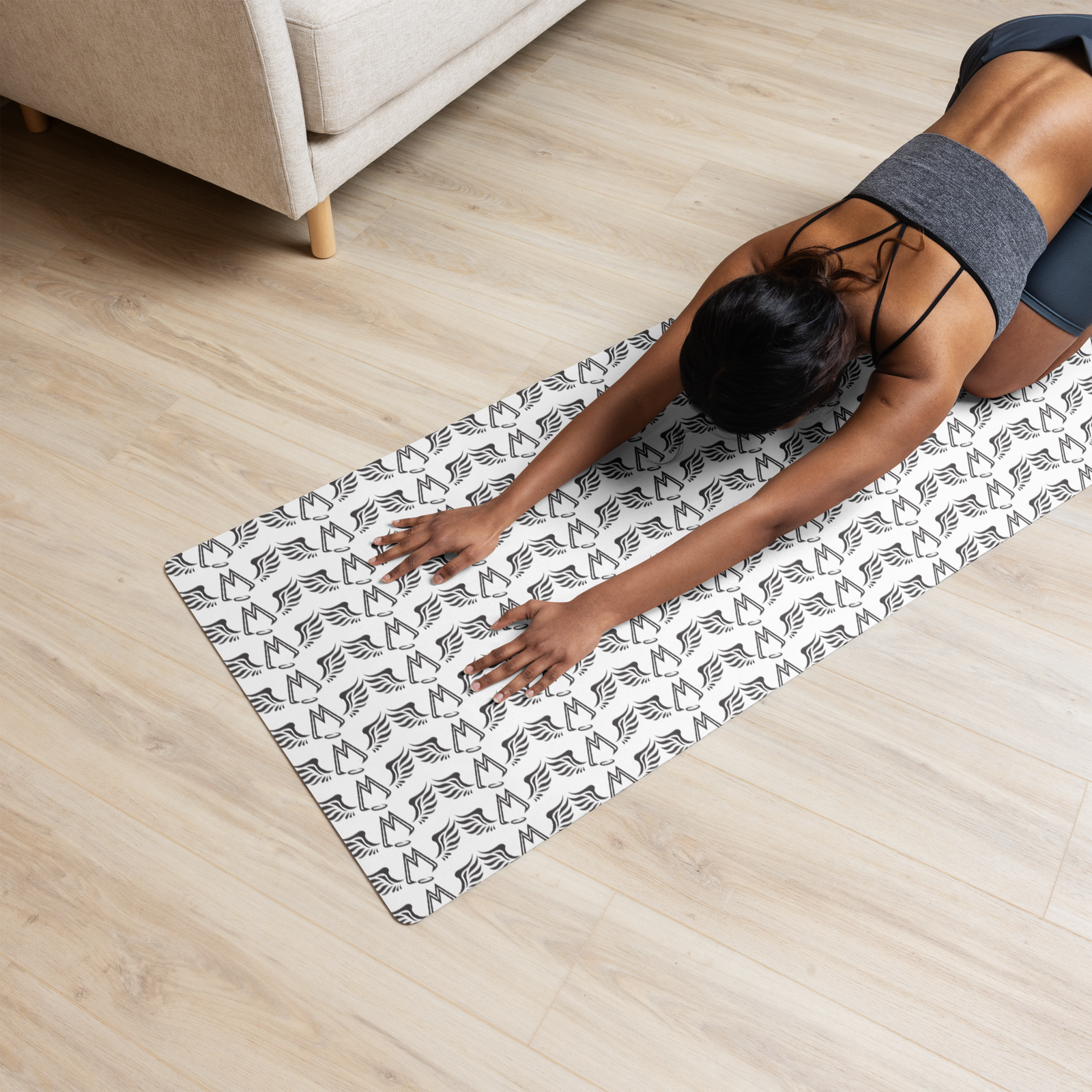 White Yoga Mat With Duplicated Black MM Iconic Logo