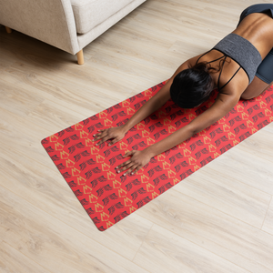 Red Yoga Mat With Duplicated Gold-Black MM Iconic Logo