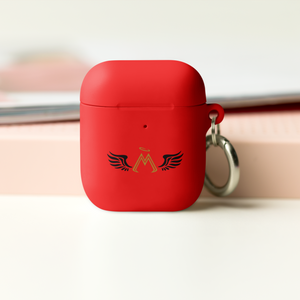 Red AirPods Cases With Gold-Black MM Iconic Logo