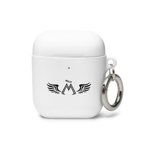 White AirPods Cases With Black MM Iconic Logo