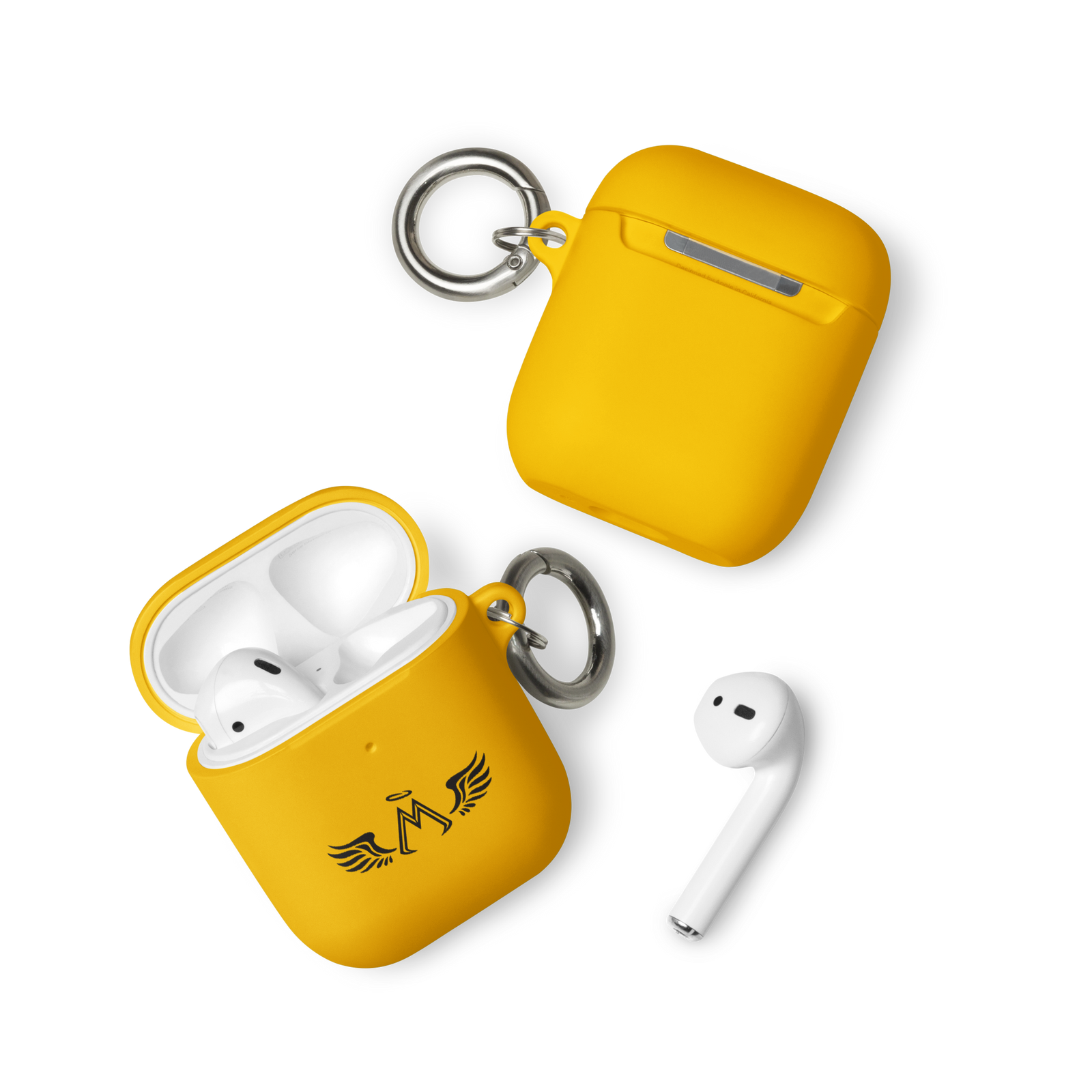 Yellow AirPods Cases With Black MM Iconic Logo