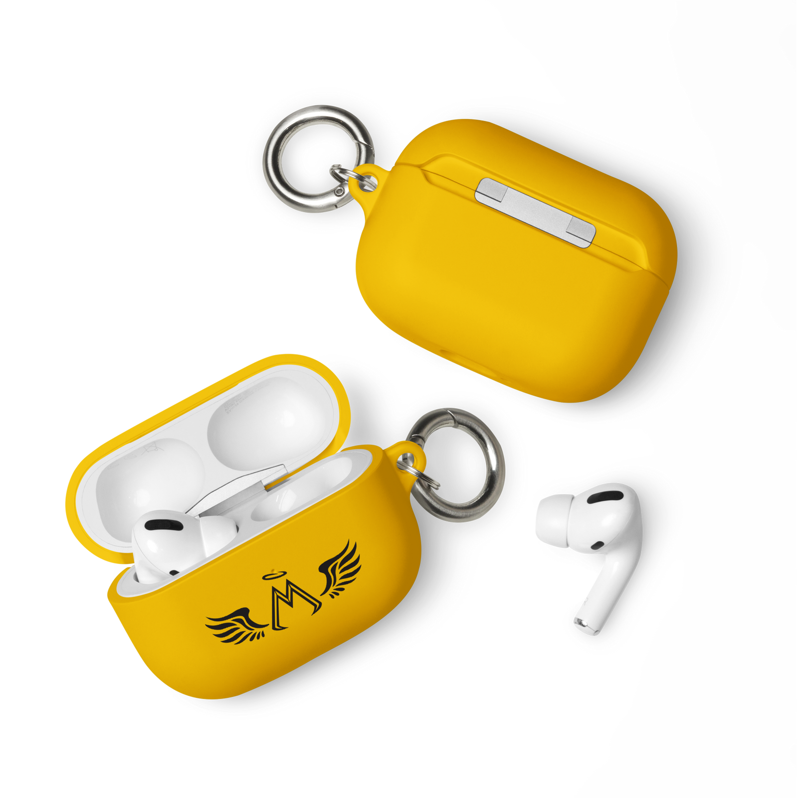 Yellow AirPods Cases With Black MM Iconic Logo